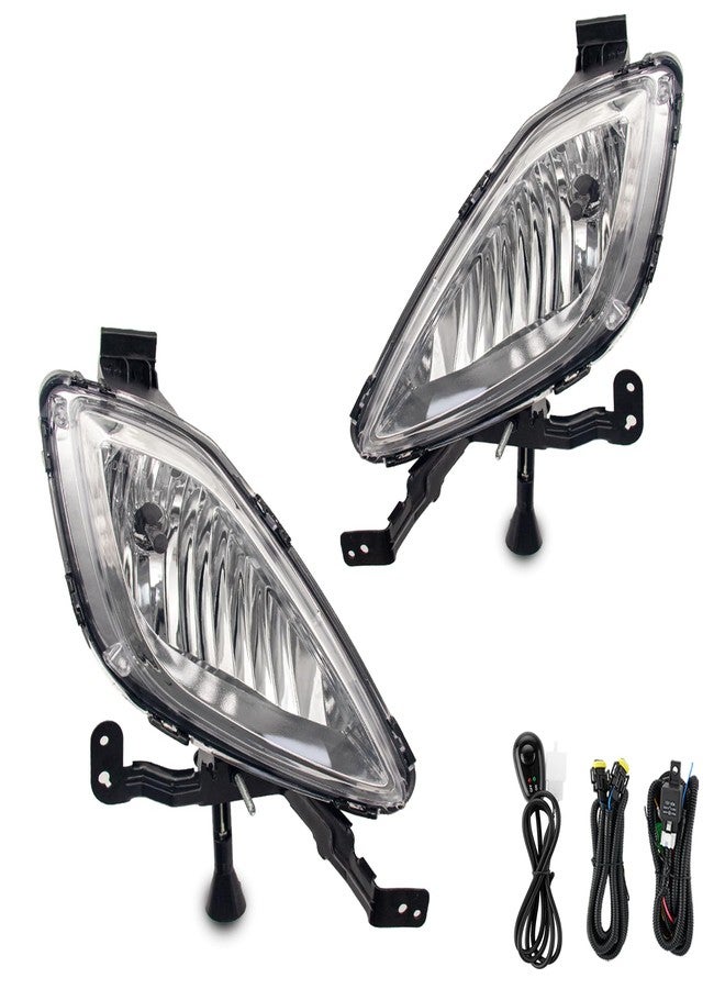 WEZEMLIGHT Fog Lights Assembly Compatible With Hyundai Elantra 2011-2013 Included Switch And Wiring Kit OEM Part Number:922023X020, 922013X020, HY2592140, HY2593140(Clear Lens) - Image 2