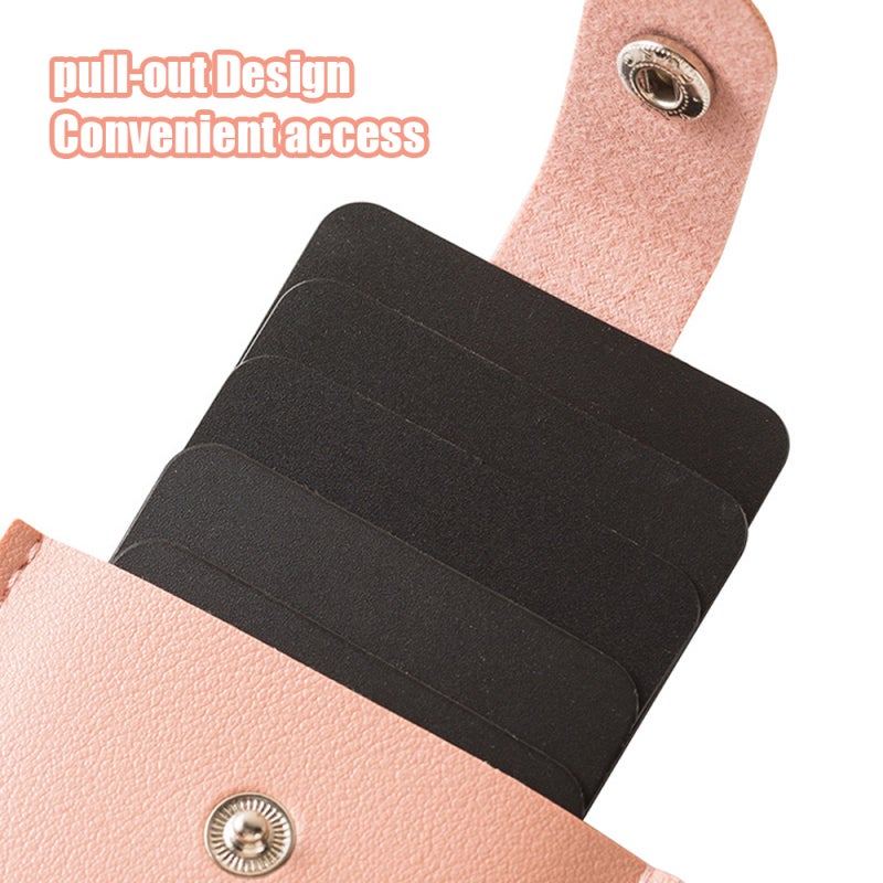 Pull-Out Card Holder Red Premium PU Leather Water-Resistant Wallet - Anti-Slip Snap Button Secure Quick Access for Travel Everyday On-The-Go Use - Image 4
