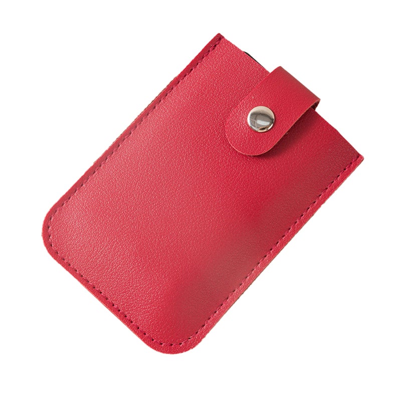 Pull-Out Card Holder Red Premium PU Leather Water-Resistant Wallet - Anti-Slip Snap Button Secure Quick Access for Travel Everyday On-The-Go Use - Image 1