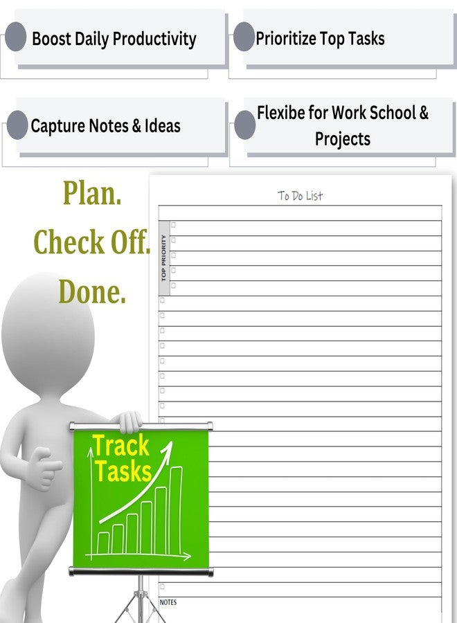 Life Charge TO DO List Planner Notepad, 50 Page Planning Pad. Undated ToDo Checklist w/Priority & Note Sections. Organize & Track Projects, Clients or Daily Tasks. 8.5 X 11, A4 Sheets. - Image 4