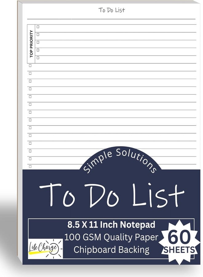 Life Charge TO DO List Planner Notepad, 50 Page Planning Pad. Undated ToDo Checklist w/Priority & Note Sections. Organize & Track Projects, Clients or Daily Tasks. 8.5 X 11, A4 Sheets. - Image 2
