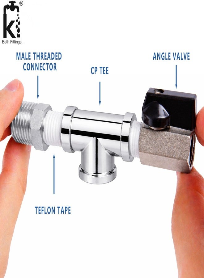 KI BATH FITTINGS وصلة تي من النحاس المطلي بالكروم مقاس 1/2 بوصة من كي آي® | وصلة تي داخلية ملولبة | موصل ثلاثي الاتجاهات شديد التحمل لتطبيقات السباكة | عبوة من قطعة واحدة - Image 4