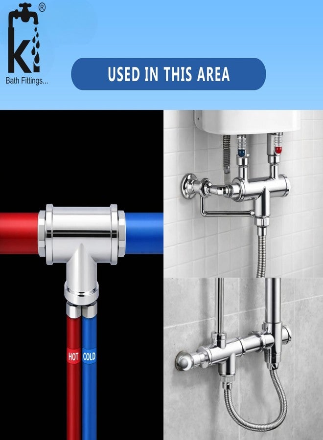 KI BATH FITTINGS وصلة تي من النحاس المطلي بالكروم مقاس 1/2 بوصة من كي آي® | وصلة تي داخلية ملولبة | موصل ثلاثي الاتجاهات شديد التحمل لتطبيقات السباكة | عبوة من قطعة واحدة - Image 5