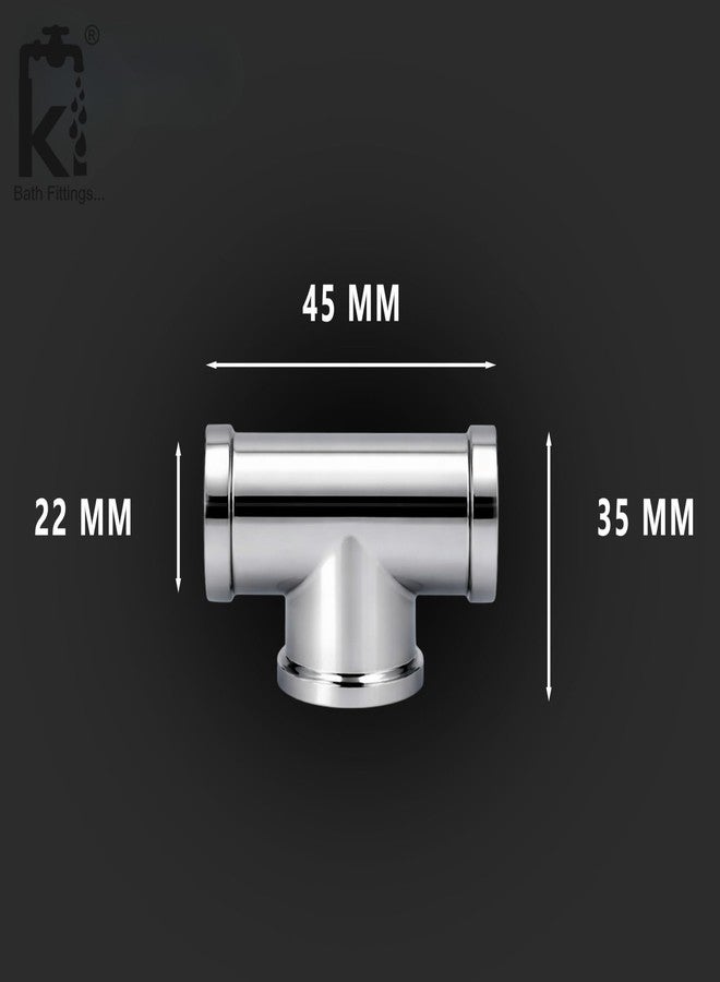 KI BATH FITTINGS وصلة تي من النحاس المطلي بالكروم مقاس 1/2 بوصة من كي آي® | وصلة تي داخلية ملولبة | موصل ثلاثي الاتجاهات شديد التحمل لتطبيقات السباكة | عبوة من قطعة واحدة - Image 2