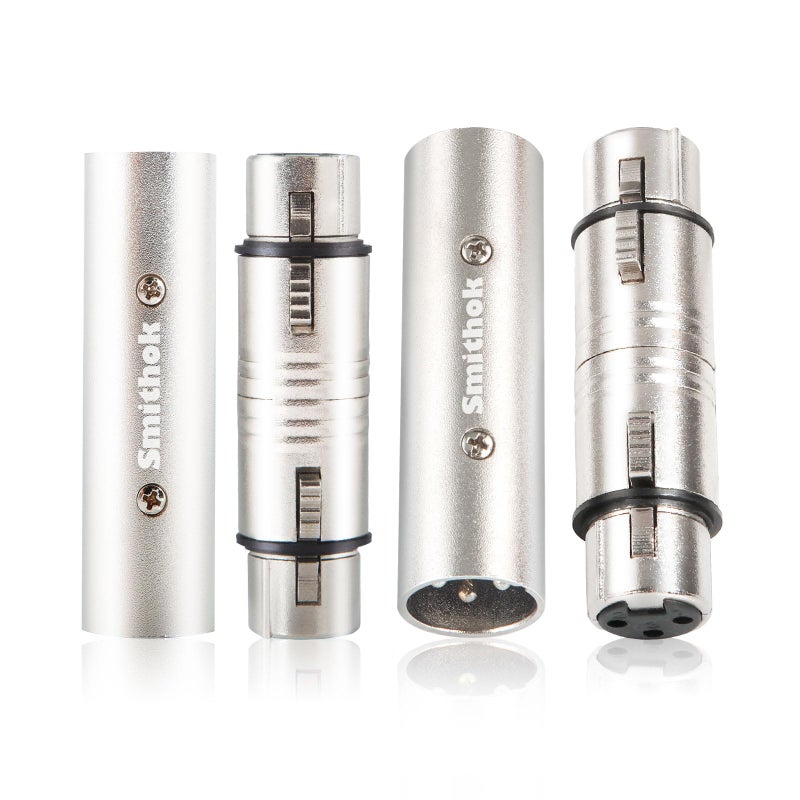 Smithok 4-Pack XLR Gender Connector Kit, 2 Male to Male & 2 Female to Female Couplers, for Mixers, Micphones & Amplifiers - Image 1