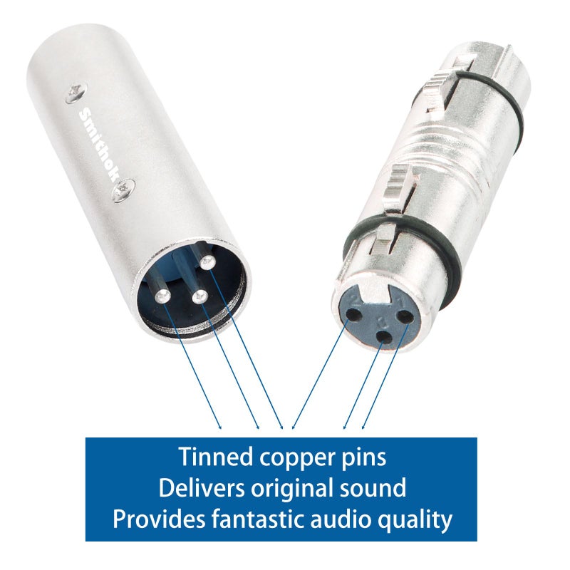 Smithok 4-Pack XLR Gender Connector Kit, 2 Male to Male & 2 Female to Female Couplers, for Mixers, Micphones & Amplifiers - Image 4