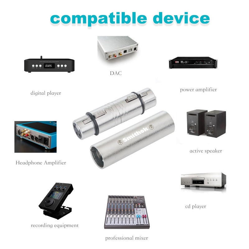 Smithok 4-Pack XLR Gender Connector Kit, 2 Male to Male & 2 Female to Female Couplers, for Mixers, Micphones & Amplifiers - Image 3