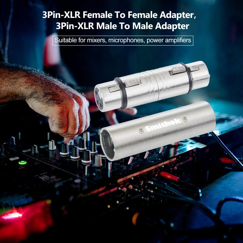 Smithok 4-Pack XLR Gender Connector Kit, 2 Male to Male & 2 Female to Female Couplers, for Mixers, Micphones & Amplifiers - Image 2