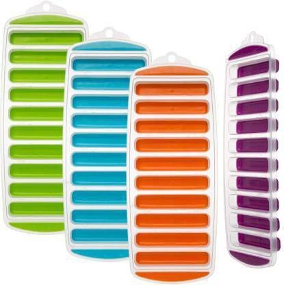 Bekner Bekner Premium Durable Easy Pop Out Flexible Silicone Long Stick ShapedCandy StickKitkat Mould Ice Cube Tray for Refrigerators Multicolor Silicone Ice Cube Tray Pack of4 - Image 1