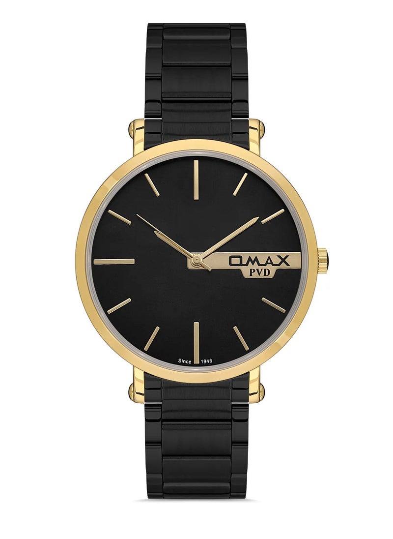 OMAX - Omax Men's Luxury Black Luxury Wristwatch, Watches for Men, Stainless Watches, Silver Steel Band, Analog Dial, Waterproof Watch, 1 Year Warranty - Image 1