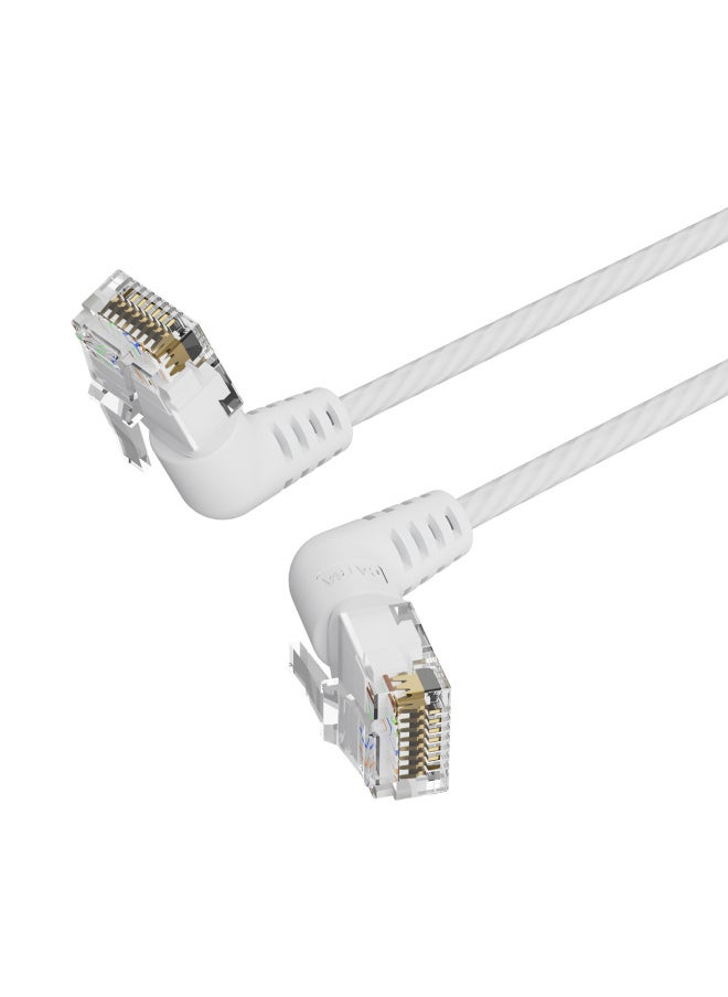 Generic Weixun Fine Network Line Exceeds 66 Universal 360 Rotating Double Elbow Gigabit Home Router High Speed Computer Line-Color:White-Line Length:3 M  - Image 1