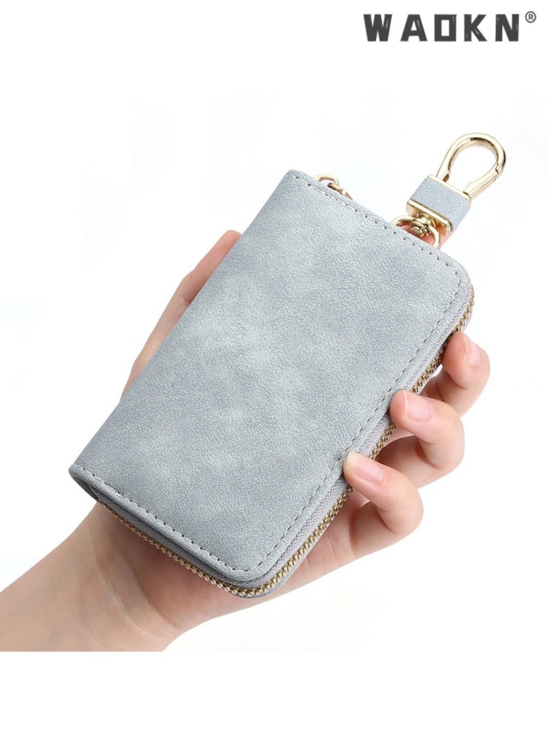 WAOKN PU Leather Car Key Case Car Smart Key Chain Coin Holder Smart Key Holder Protection Car key Chain Bag Auto Remote Keyring Wallet Key Wallet Card Wallet Leather Wallet. - Image 1
