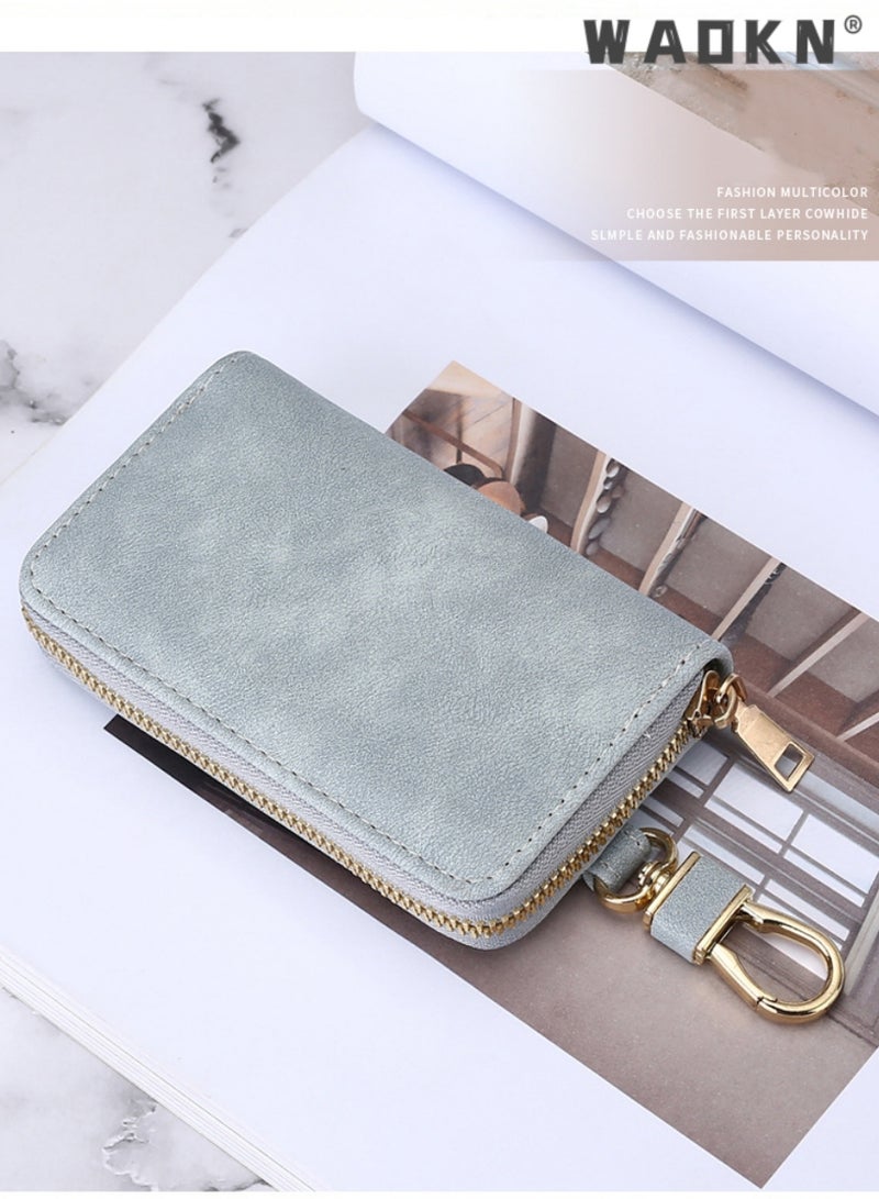 WAOKN PU Leather Car Key Case Car Smart Key Chain Coin Holder Smart Key Holder Protection Car key Chain Bag Auto Remote Keyring Wallet Key Wallet Card Wallet Leather Wallet. - Image 2