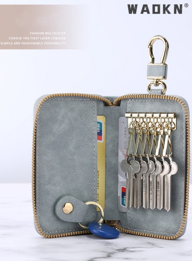 WAOKN PU Leather Car Key Case Car Smart Key Chain Coin Holder Smart Key Holder Protection Car key Chain Bag Auto Remote Keyring Wallet Key Wallet Card Wallet Leather Wallet. - Image 3