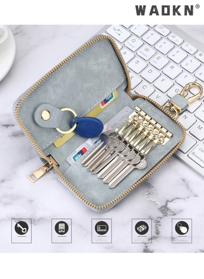 WAOKN PU Leather Car Key Case Car Smart Key Chain Coin Holder Smart Key Holder Protection Car key Chain Bag Auto Remote Keyring Wallet Key Wallet Card Wallet Leather Wallet. - Image 5