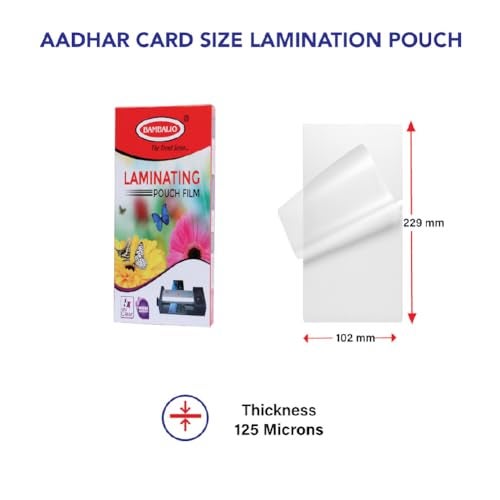 Bambalio lam-88R Professional Thermal Laminating Pouch 102 X 229 mm (Aadhar Card Size) - 125 Microns /100 Sheets - Image 2