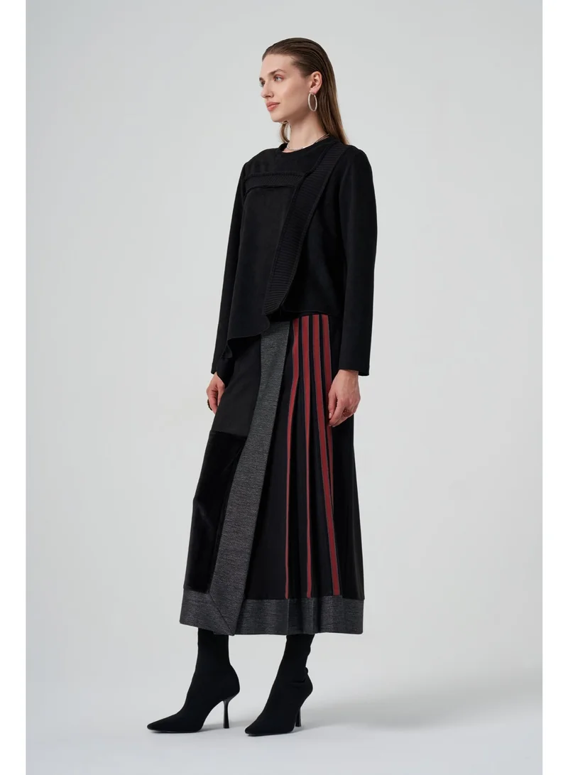 MissWhence Skirt with Suede Trim