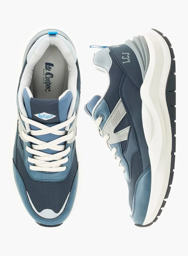 لي كوبر Mens Panelled Lace-Up Low Ankle Sneakers