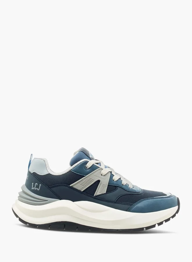 لي كوبر Mens Panelled Lace-Up Low Ankle Sneakers
