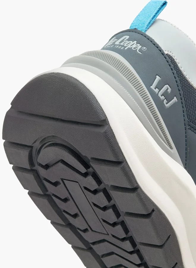 لي كوبر Mens Panelled Lace-Up Low Ankle Sneakers