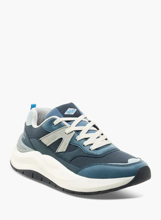 لي كوبر Mens Panelled Lace-Up Low Ankle Sneakers