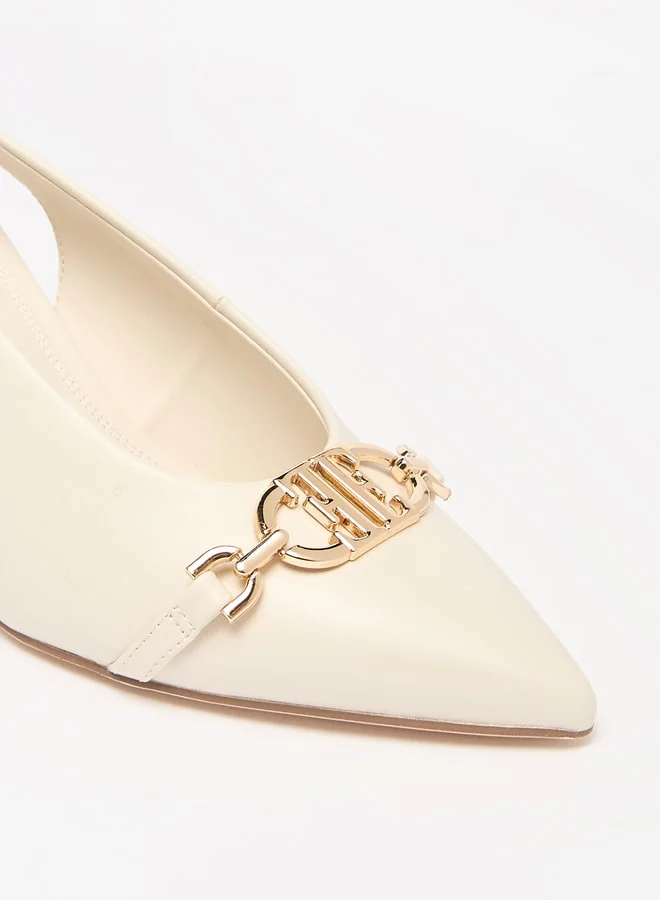 ELLE Women's Logo Accent Slip-On Slingback Shoes with Block Heels