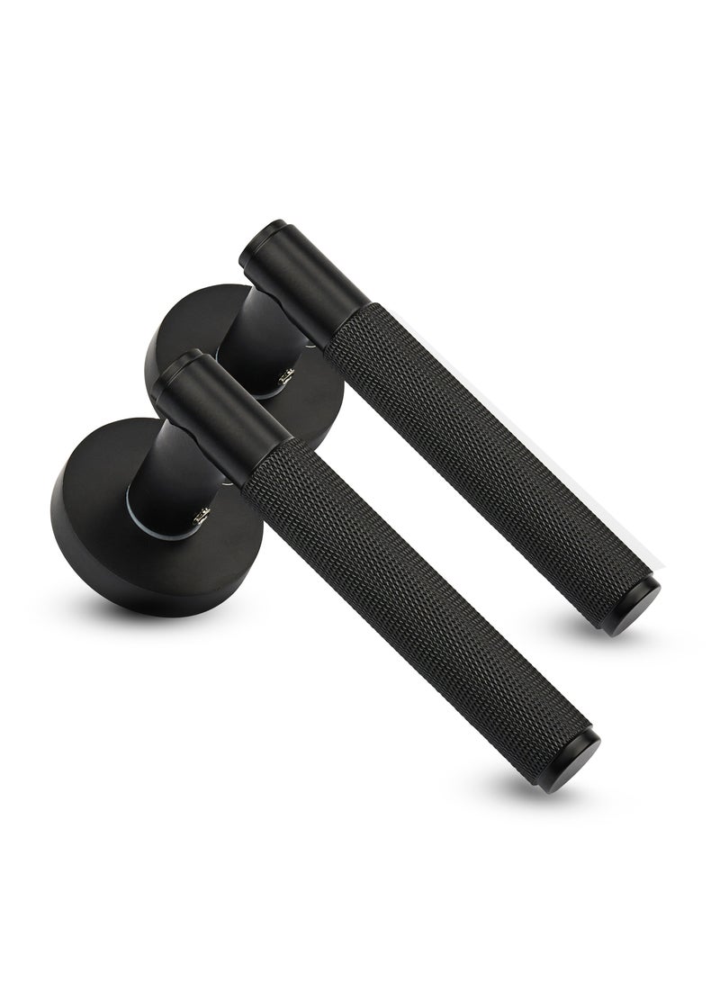 CINCINNO Levitas Premium Anti-Rust Aluminum Door Handle Pair With 28.8x15mm Cylinder Plate, Fits 58x50 Lock Body, Salt Spray Tested, 2-Year Color & 5-Year Mechanical Warranty (Matt Black) - Image 1