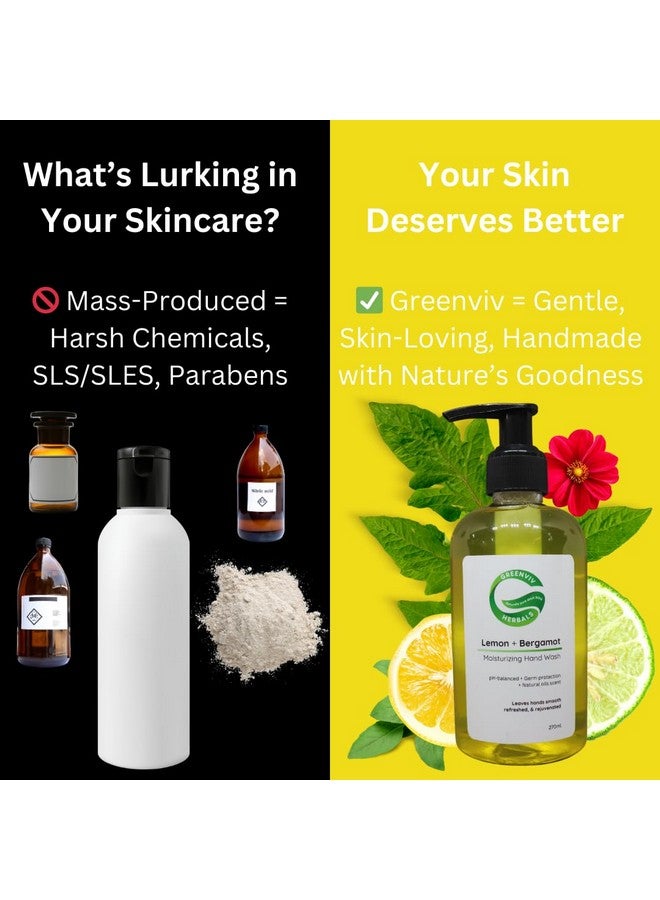 Greenviv Natural Handwash Liquid Lemon & Bergamot, 270ML, Anti Bacterial Moisturizing Hand Wash - Image 3