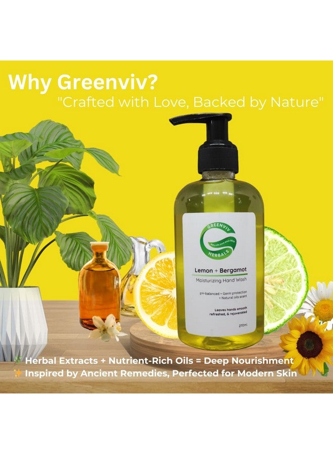 Greenviv Natural Handwash Liquid Lemon & Bergamot, 270ML, Anti Bacterial Moisturizing Hand Wash - Image 4