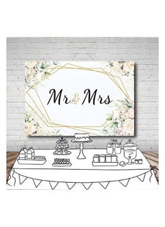 Qian Mr & Mrs White Floral Bridal Shower Backdrop Mr Mrs Wedding Theme Photo Backgrounds 7X5Ft Wedding Bride To Be Engagement Photography Backdrops Prom Party Banner Decor Party Banner Photo Booth Prop  - Image 3