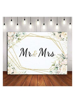Qian Mr & Mrs White Floral Bridal Shower Backdrop Mr Mrs Wedding Theme Photo Backgrounds 7X5Ft Wedding Bride To Be Engagement Photography Backdrops Prom Party Banner Decor Party Banner Photo Booth Prop  - Image 5