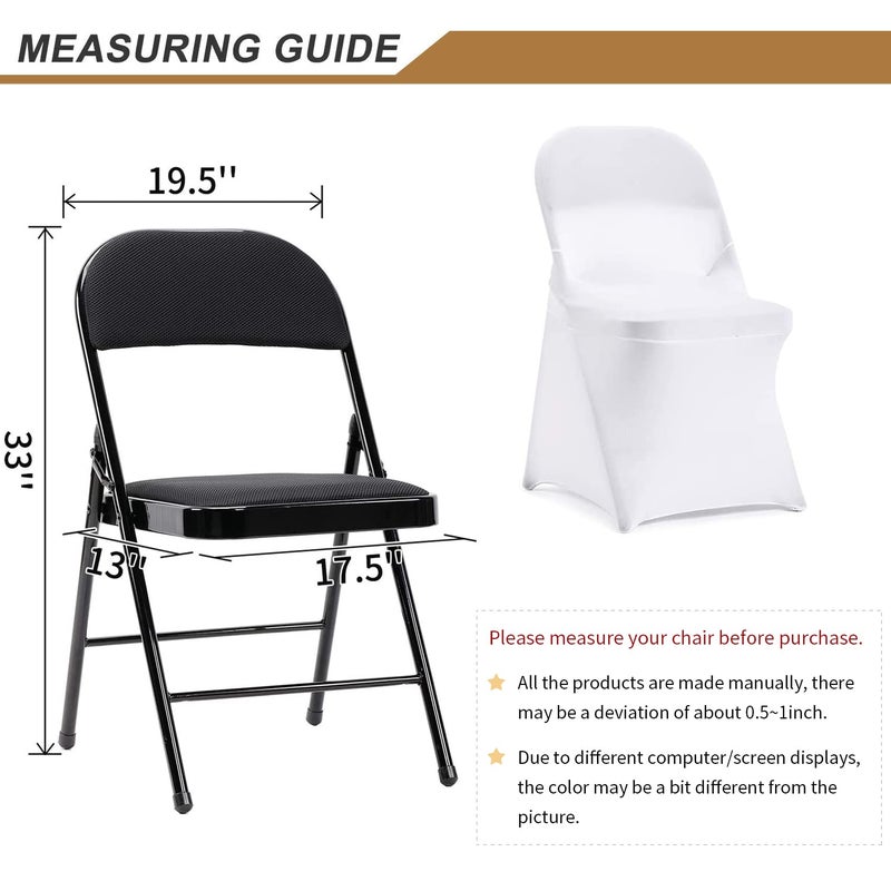 ManMengJi White Folding Chair Covers, Spandex Folding Chair Covers 6 PCS, Banquet Chair Slipcovers for Party, Wedding, Holidays, Celebration - Image 4