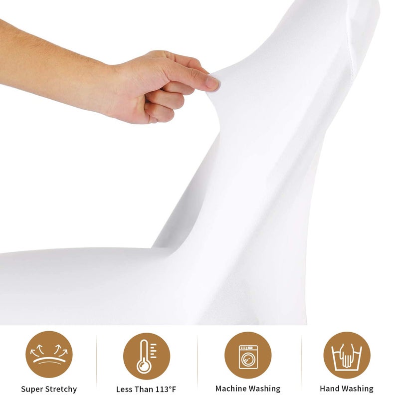 ManMengJi White Folding Chair Covers, Spandex Folding Chair Covers 6 PCS, Banquet Chair Slipcovers for Party, Wedding, Holidays, Celebration - Image 3