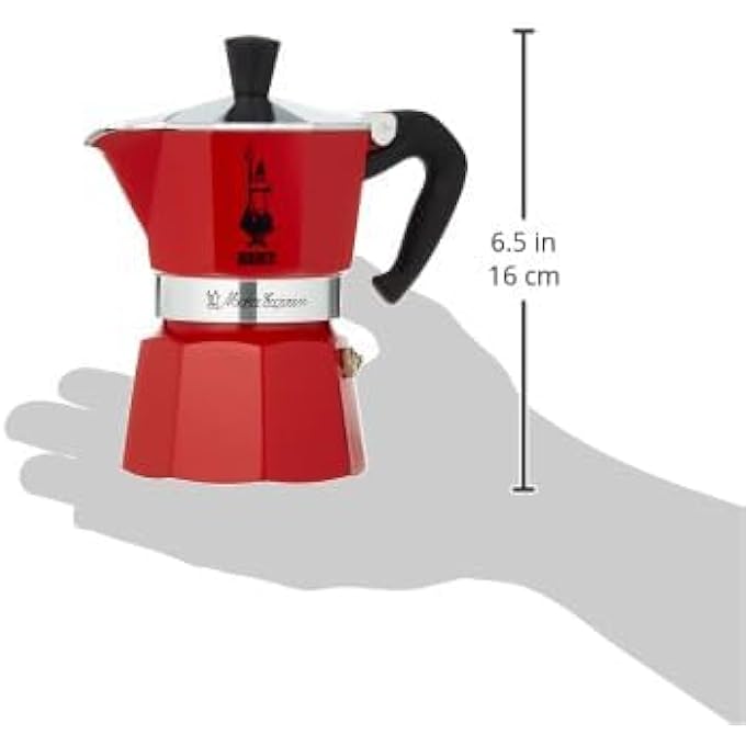 BIALeTTI Moka Express Stove Top Espresso Maker Makes Real Italian Coffee Moka Pot Capacity  150 Ml  3 Cups Color Red - Image 2