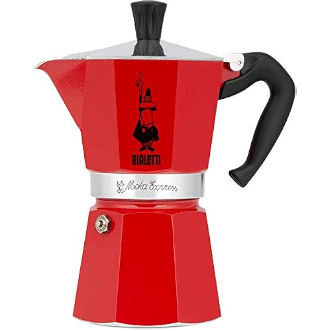 BIALeTTI Moka Express Stove Top Espresso Maker Makes Real Italian Coffee Moka Pot Capacity  150 Ml  3 Cups Color Red - Image 1