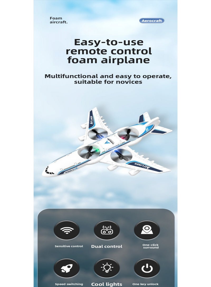 New Remote Control Airplane, Airliner Model, Foam Shock-Resistant Toy, 3-Speed Variable Speed+360°Stunt+40 Meters Remote, Gift for kids - Image 5