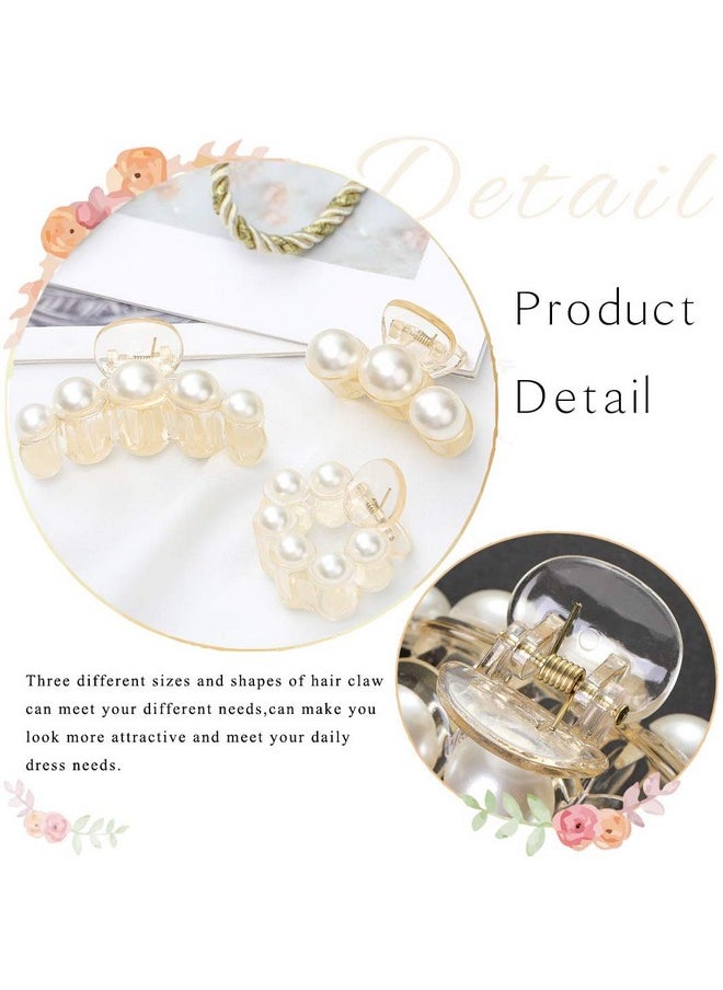 Brinie - Hair Claw Clamps Champagne Pearl Hair Barrettes Medium Small Non Slip Clips Hair Accessories For Women And Girls (3 Pcs) - Image 1