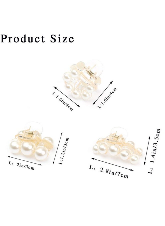 Brinie - Hair Claw Clamps Champagne Pearl Hair Barrettes Medium Small Non Slip Clips Hair Accessories For Women And Girls (3 Pcs) - Image 1