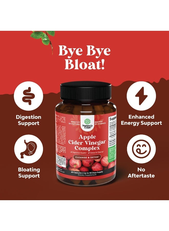 Natures Craft Potent Apple Cider Vinegar Capsules ACV Pills Nutritional Supplements for Digestive Health - Image 4