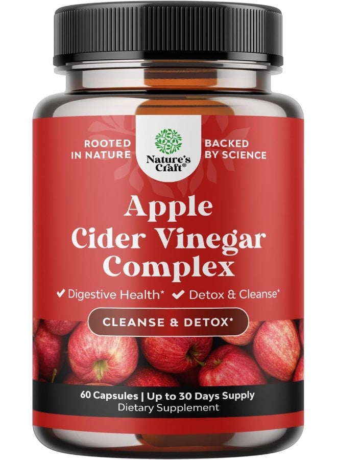 Natures Craft Potent Apple Cider Vinegar Capsules ACV Pills Nutritional Supplements for Digestive Health - Image 1