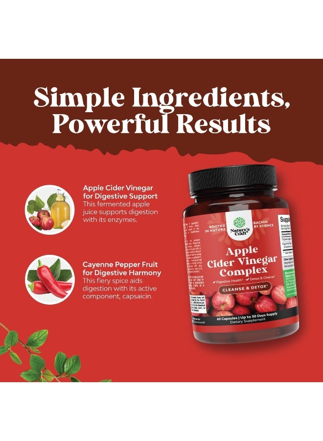 Natures Craft Potent Apple Cider Vinegar Capsules ACV Pills Nutritional Supplements for Digestive Health - Image 5