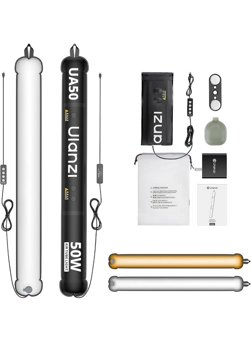 Ulanzi UA50 50W Inflatable LED Air Pillar Light 2700K-6500K Bi-Color Video Light Tube with N52 Magnets CRI 95+ Portable Soft Light for Cosplay Livestream & Studio Type-C PD 65W Input 850mm - Image 1