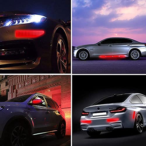US1984 PET Car High Intensity Reflective Sticker Warning Safety Reflector Strips Universal Car Truck Bumper Reflective Stickers 5 Pcs Set - 90X3.5 Cm (Red) - Image 2
