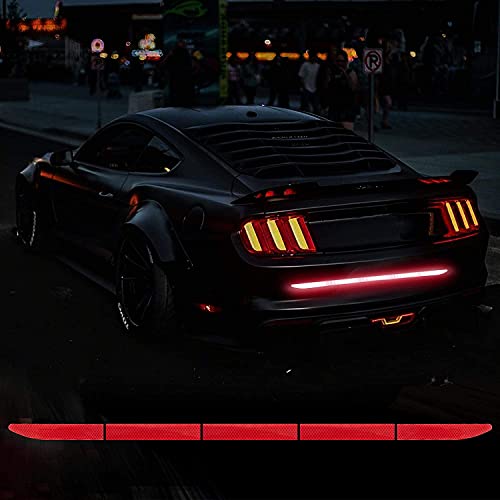 US1984 PET Car High Intensity Reflective Sticker Warning Safety Reflector Strips Universal Car Truck Bumper Reflective Stickers 5 Pcs Set - 90X3.5 Cm (Red) - Image 4