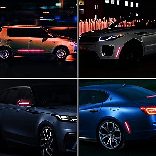 US1984 PET Car High Intensity Reflective Sticker Warning Safety Reflector Strips Universal Car Truck Bumper Reflective Stickers 5 Pcs Set - 90X3.5 Cm (Red) - Image 5