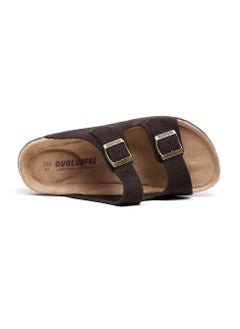 GUOLUOFEI Women Sandals with Adjustable Buckles & Memory Foam, Comfort Cork Footbed Arch Support, Leather Slide Sandals for Women  - Image 4