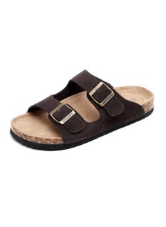 GUOLUOFEI Women Sandals with Adjustable Buckles & Memory Foam, Comfort Cork Footbed Arch Support, Leather Slide Sandals for Women  - Image 2