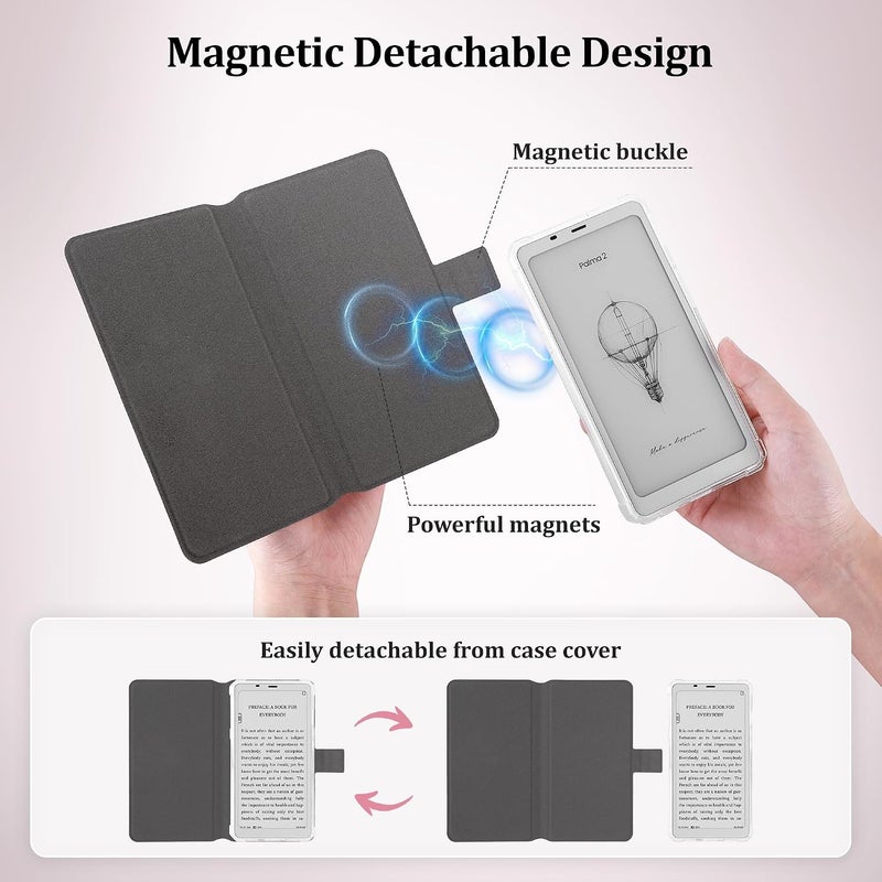 Vane Oak 2in1 Case for Onyx BOOX Palma 2 / Palma, Magnetic Detachable Folio Flip Cover, Slim PU Leather Case with Auto Wake/Sleep - Image 3