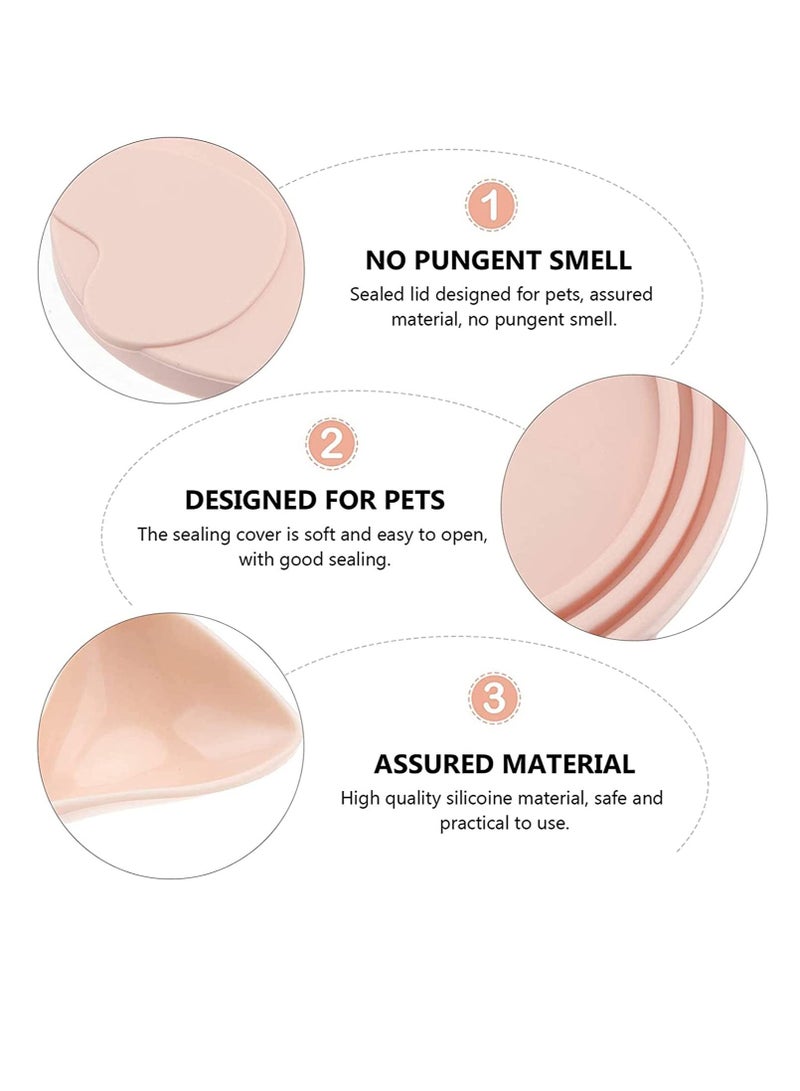 SYOSI Pet Food Can Lids and Spoons, Universal BPA Free Silicone Can Lids Covers for Dog and Cat Food, One Can Cap Fit Most Standard Size Canned Dog Cat Food Pink - Image 5