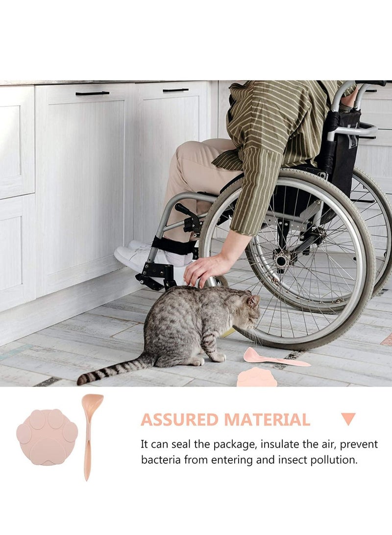 SYOSI Pet Food Can Lids and Spoons, Universal BPA Free Silicone Can Lids Covers for Dog and Cat Food, One Can Cap Fit Most Standard Size Canned Dog Cat Food Pink - Image 2
